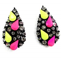 Rainbow Confetti Neon Teardrop Stud Earrings